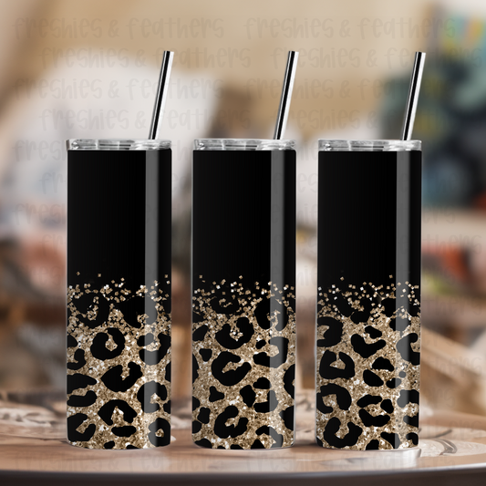 Black Leopard Glitter 20oz Tumbler