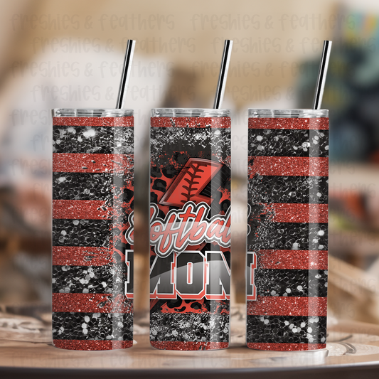Glitter Softball Mom 20oz Tumbler